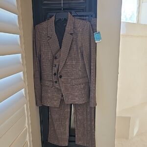 Rachel Zoe Women's Classic Brown Plaid Suit